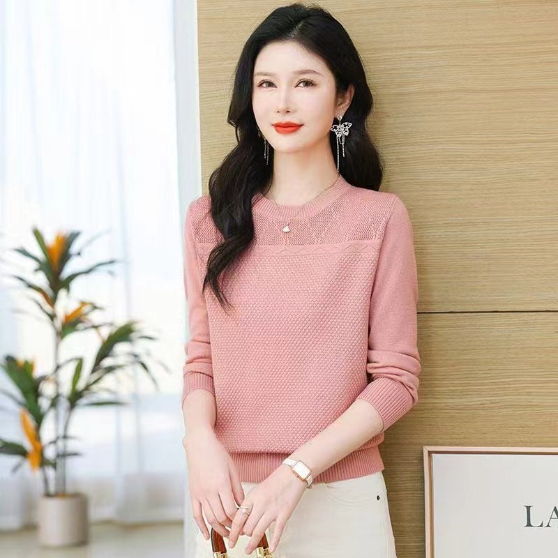 Women's Round Neck Jacquard Long-sleeved Loose Casual Temperament Wild Sweaters
