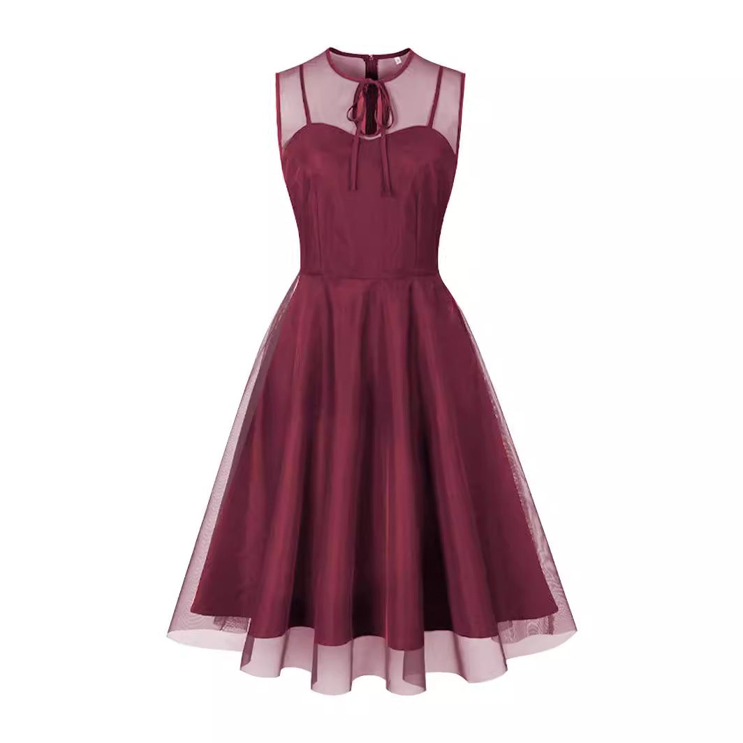 Women's Sleeveless Court Big Swing Mid-length Elegant Dresses