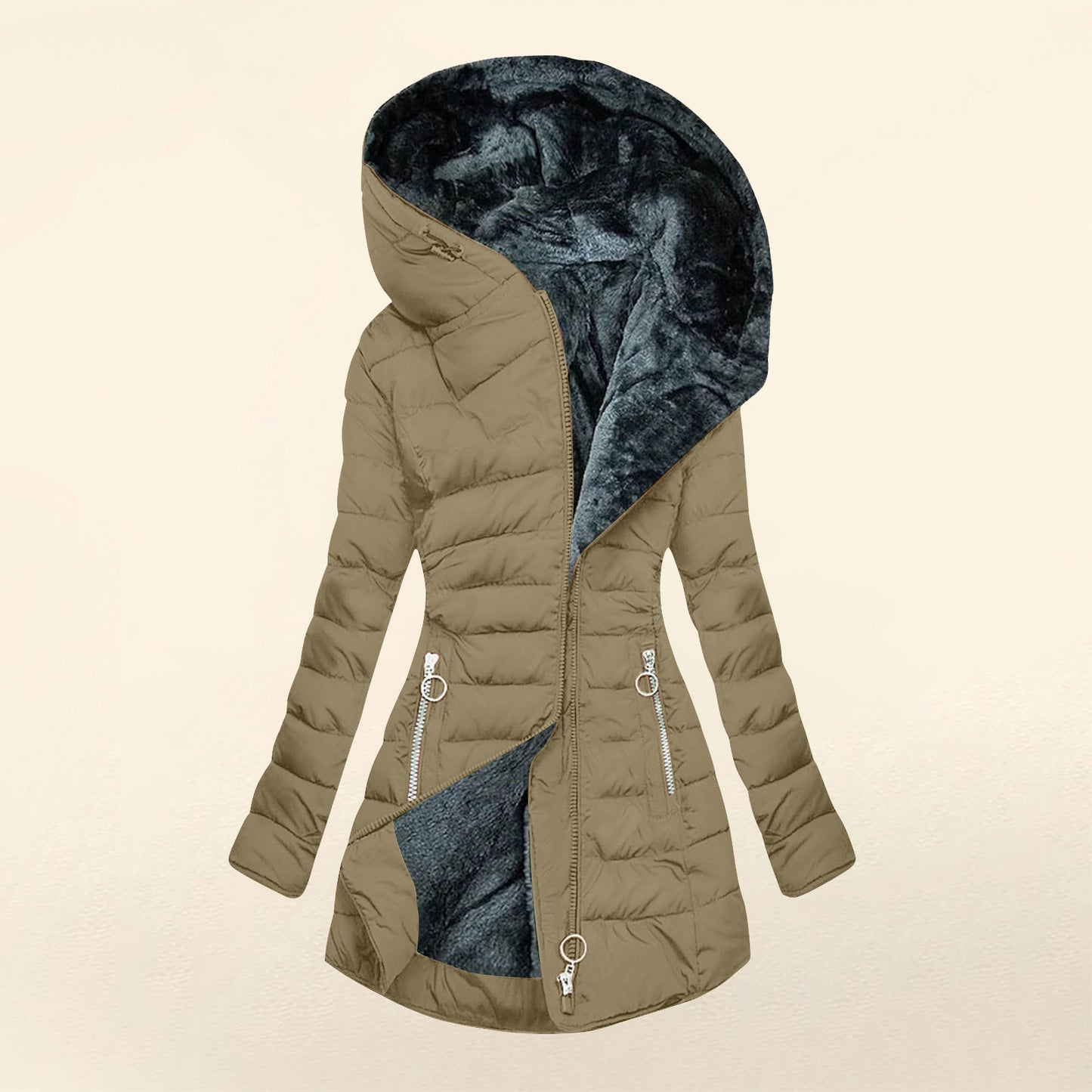 Women's Warm Fur Collar Cotton Clothes Zipper Coats