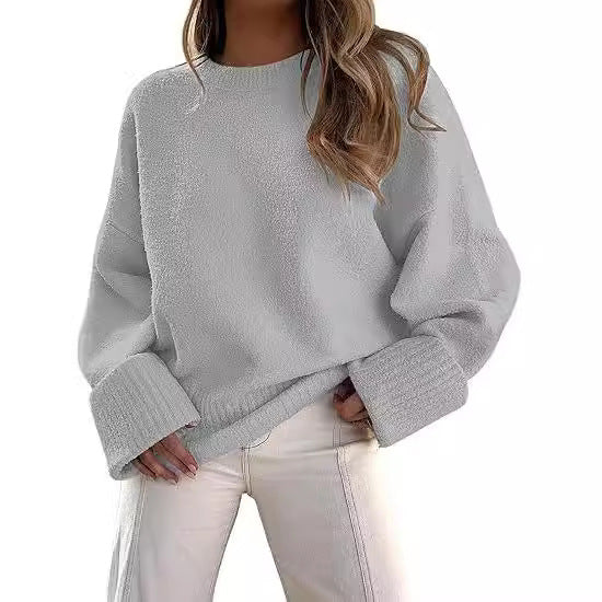 Women's Street Style Crew Neck Pullover Loose-fitting Sweaters