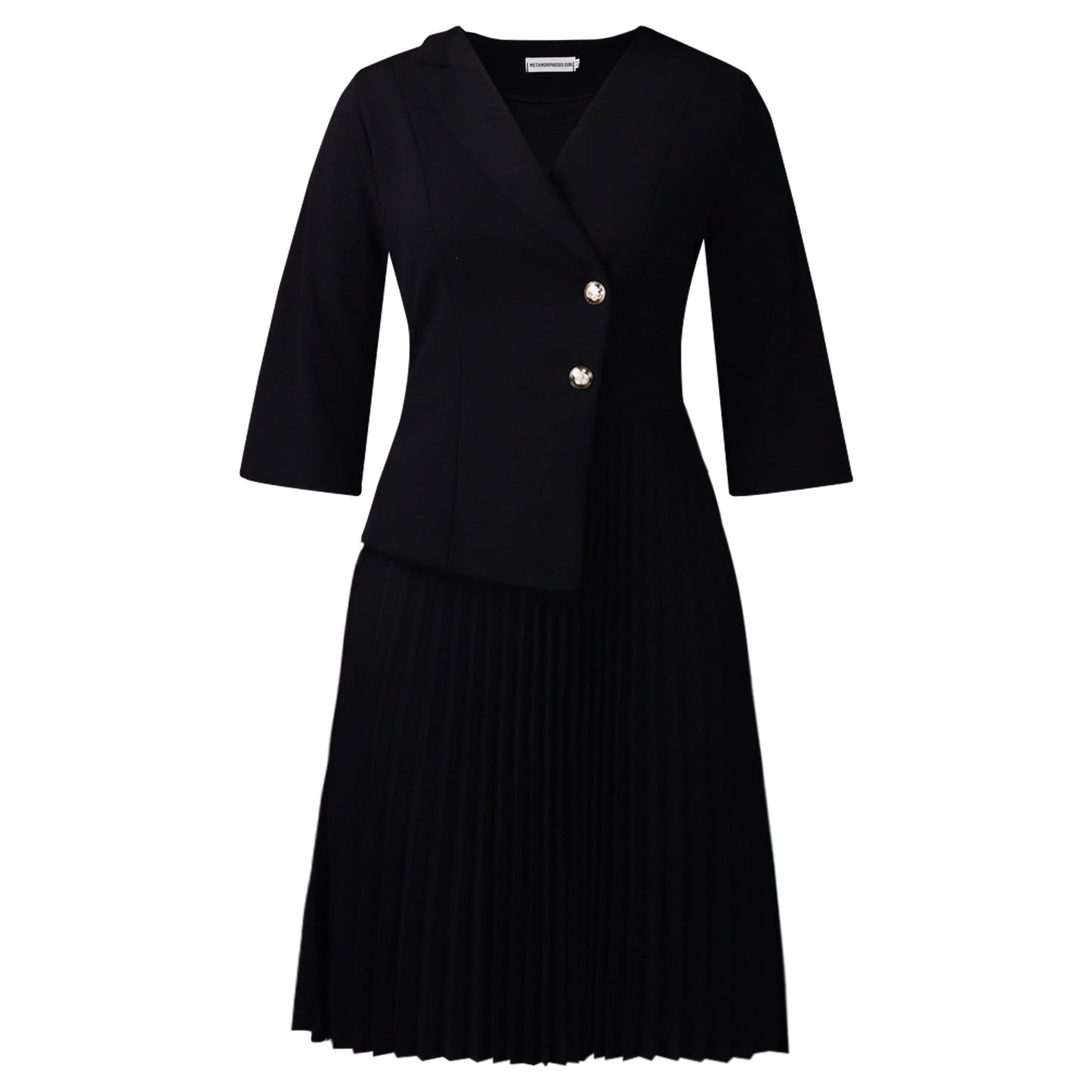 Women's Winter Collar Shirt Fashionable Elegant Pleated Dress