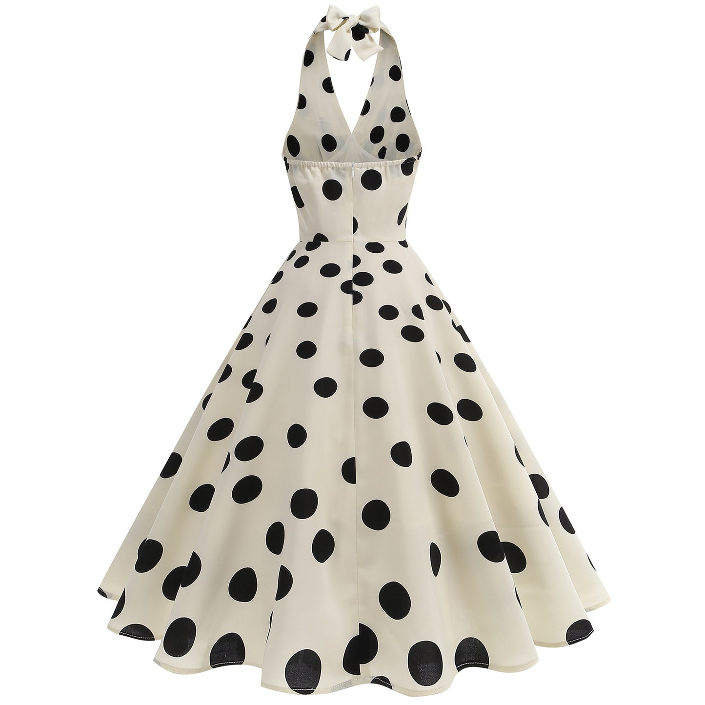 Dot Print Backless Sleeveless Slim Beach Dress