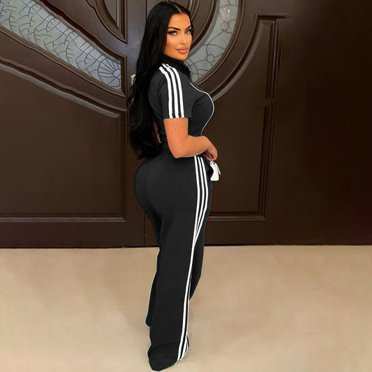 Women's Fashion Casual Two-piece Zipper T-shirt Style Suits