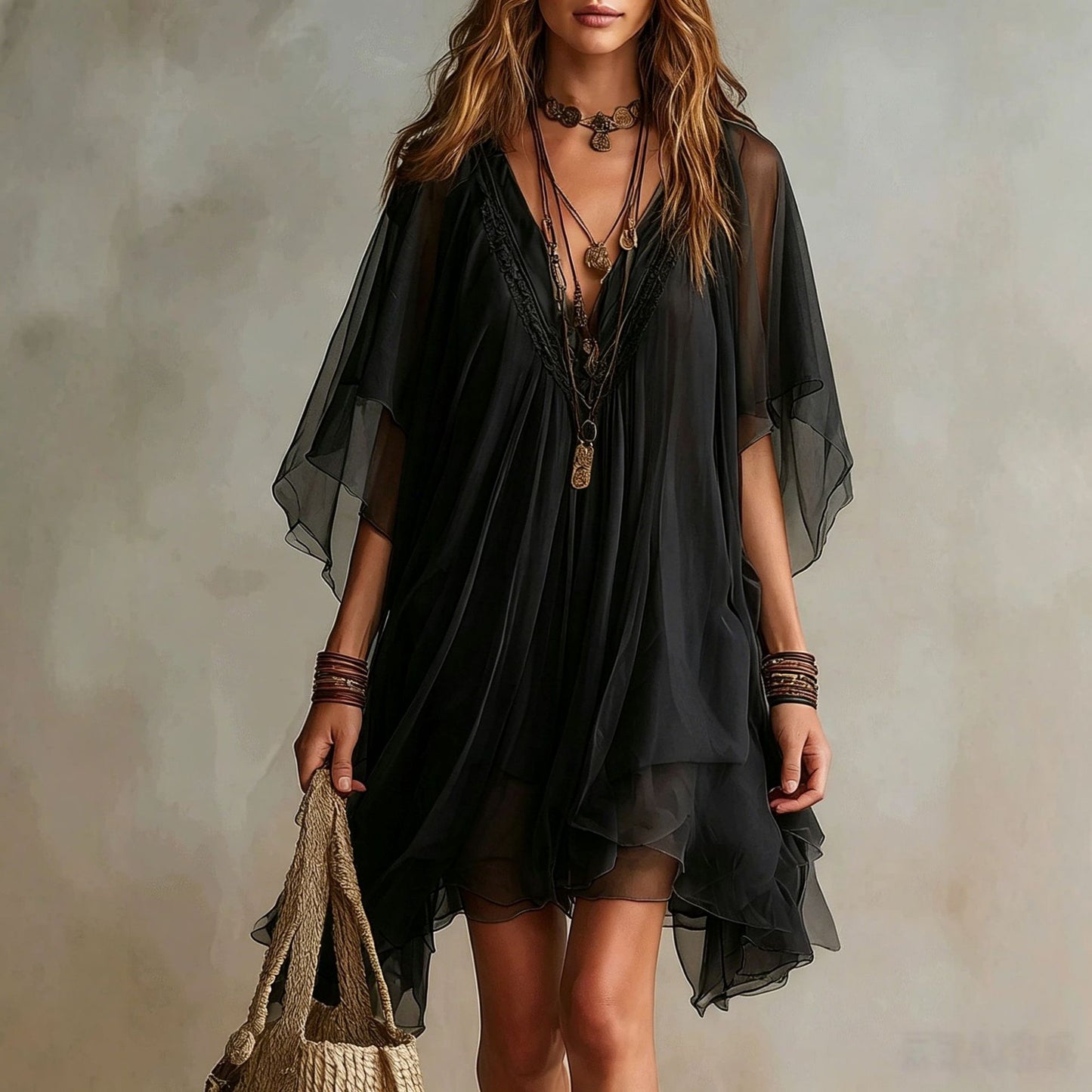 Women's Summer Chiffon Seaside Vacation Loose Beach Dress
