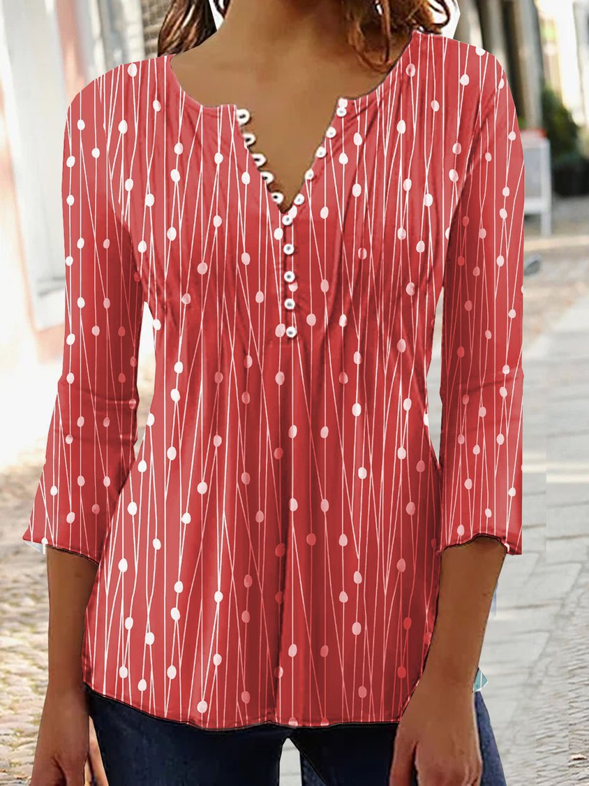 Classy Trendy Printed Short-sleeved Shirt Bottoming Blouses