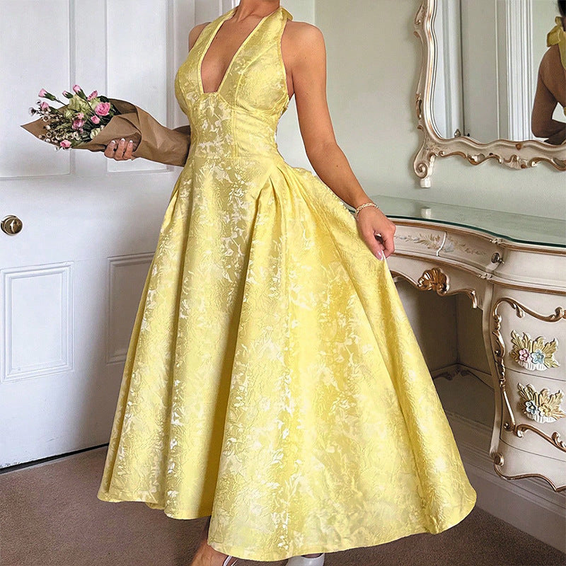 Women's Retro Three-dimensional Embossed Sleeveless Swing Wear Dresses