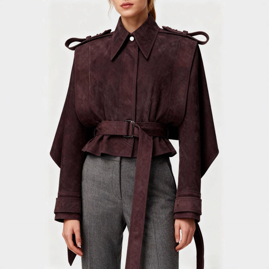 Women's Style Temperament Lapel Patchwork Autumn High-grade Coats