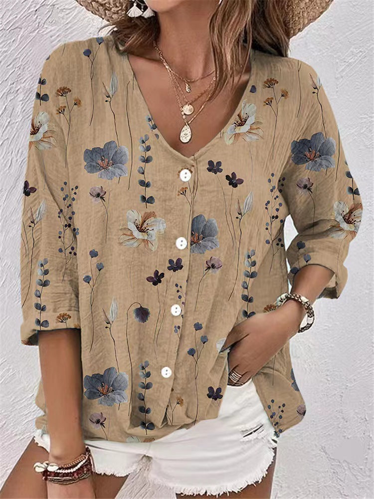 Women's Buttons Chiffon Printed Long Sleeve Cardigans