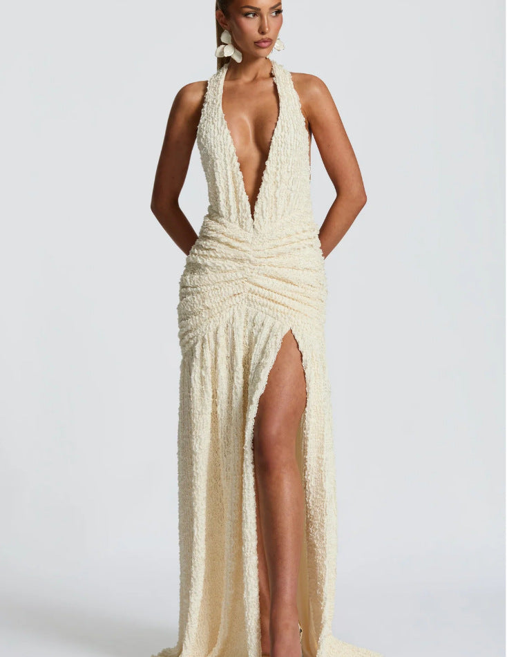 Dress Solid Color Waist Tight High Dresses