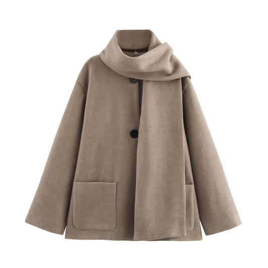 Women's New Street Fashion Scarf Tweed Coats