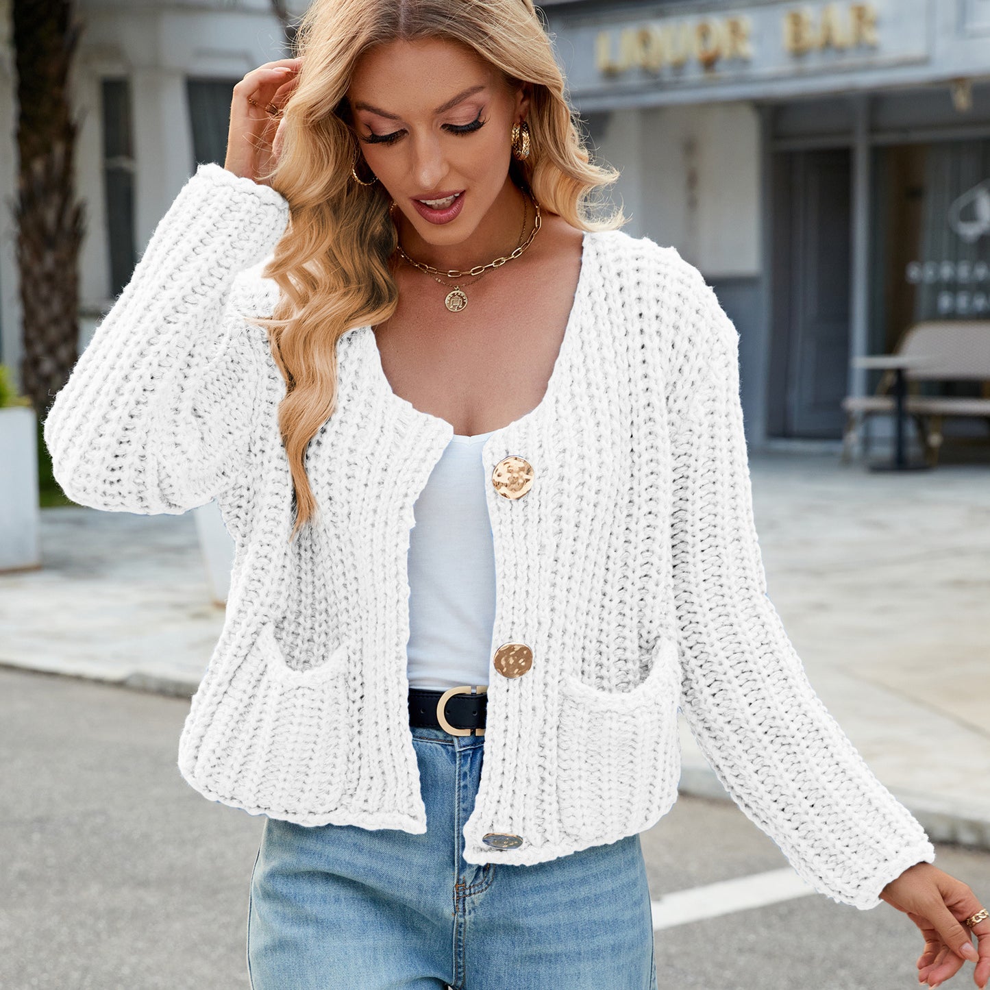 Women's Color Thick Needle Loose Soft Glutinous Idle Style Knitted Sweaters