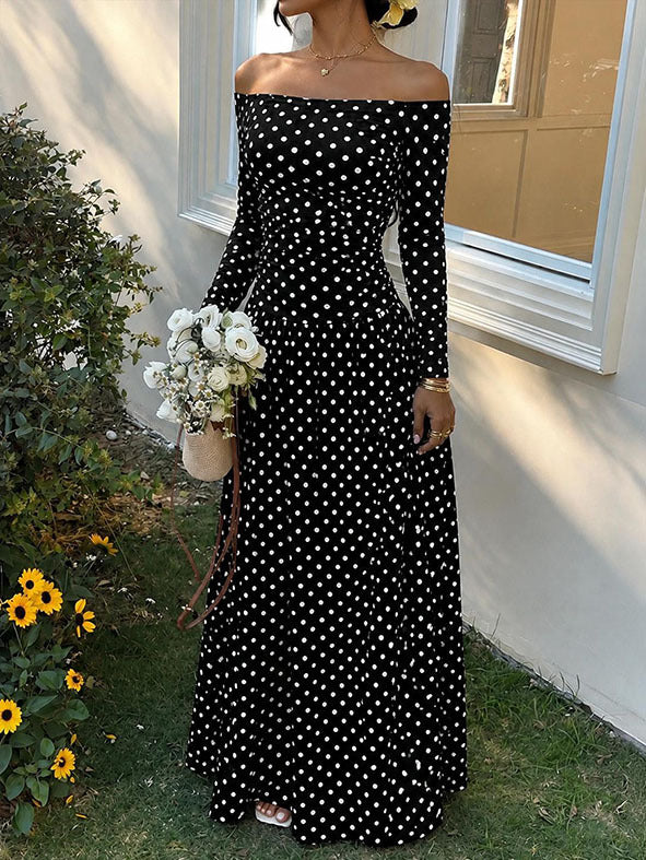 Women's Elegant Long-sleeved For Waist Fitted Figure Dress