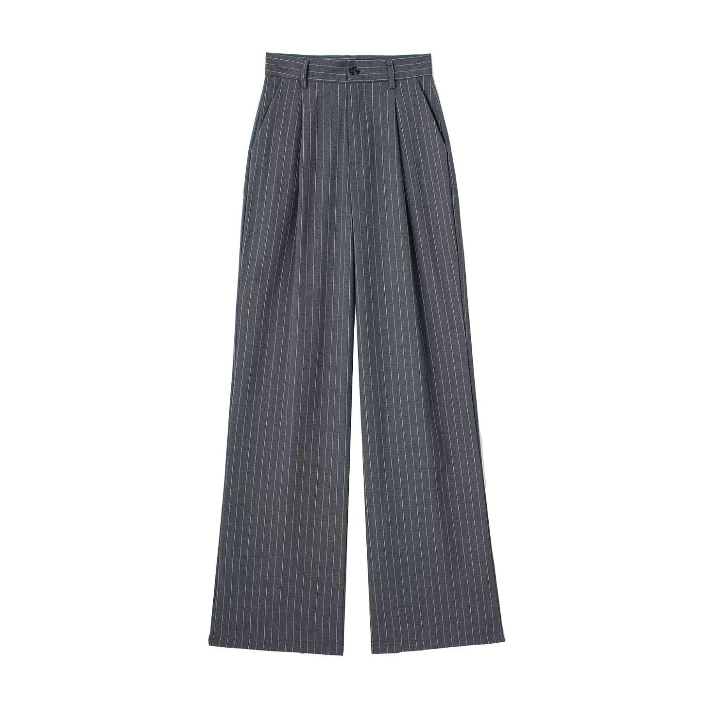 Women's Front Pleated High-waisted Trousers Casual Pants
