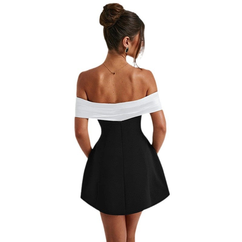 Women's Sexy Dress Elegant Slim Contrast Color Dresses