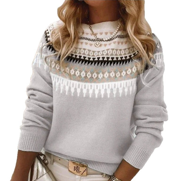 Women's Round Neck Multicolor Loose Fashion Pullover Sweaters