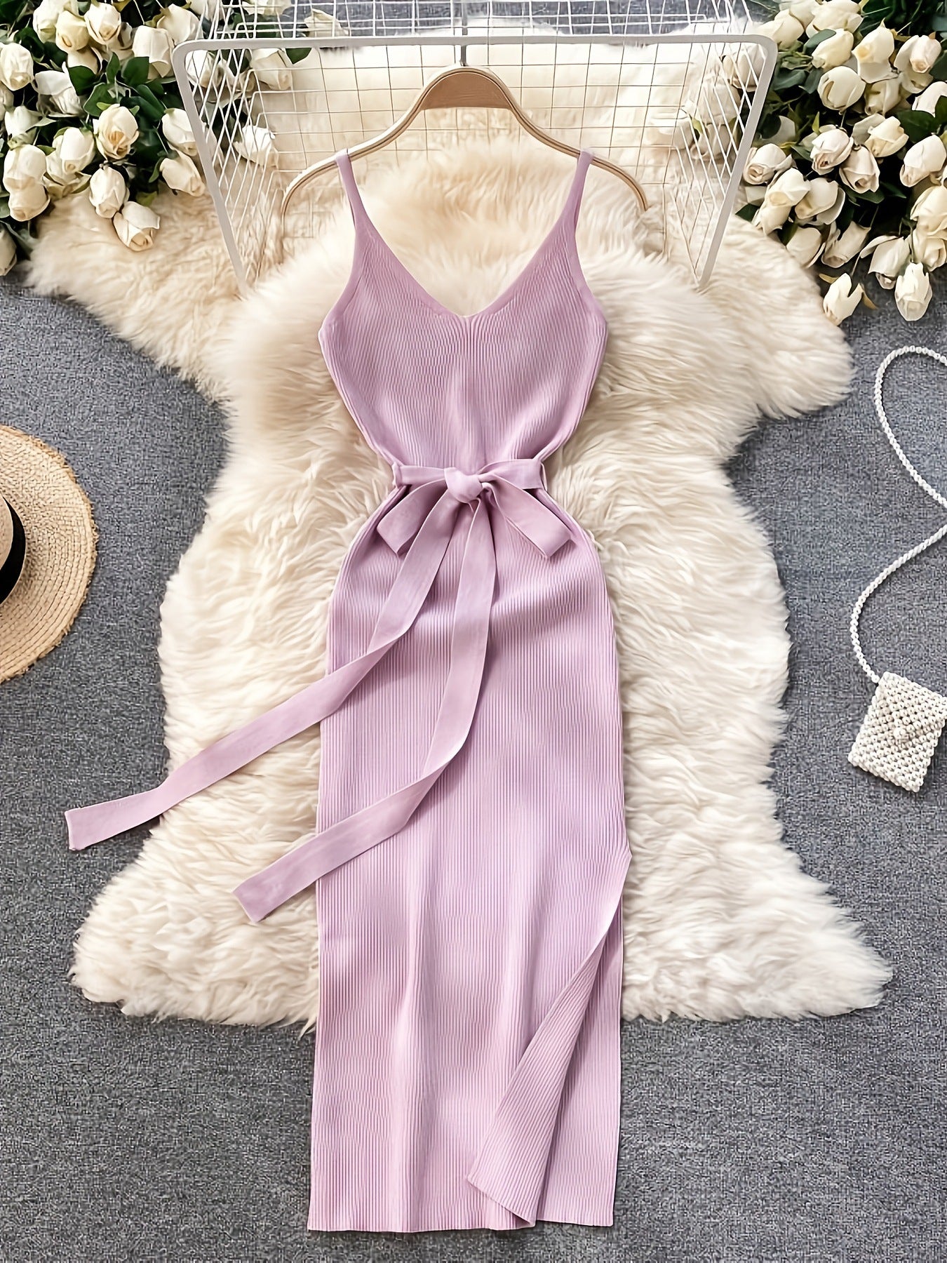 Elegant Casual Waist Slimming Knitted With Dress