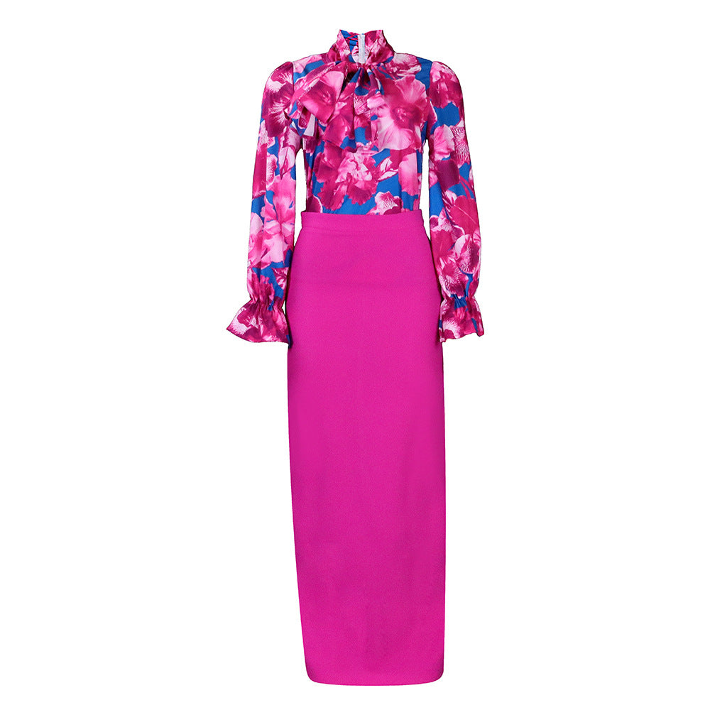 Women's Lace Up Long Sleeve Shirt Two-piece Fashion Casual Suit