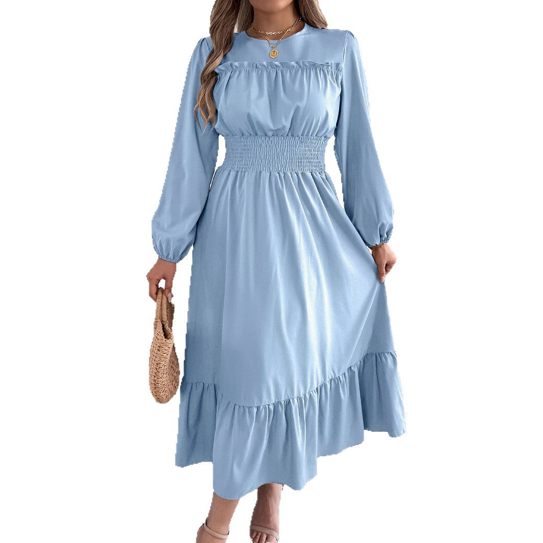 Women's Solid Color Elegant Wooden Ear Cinched Pleated Clothing