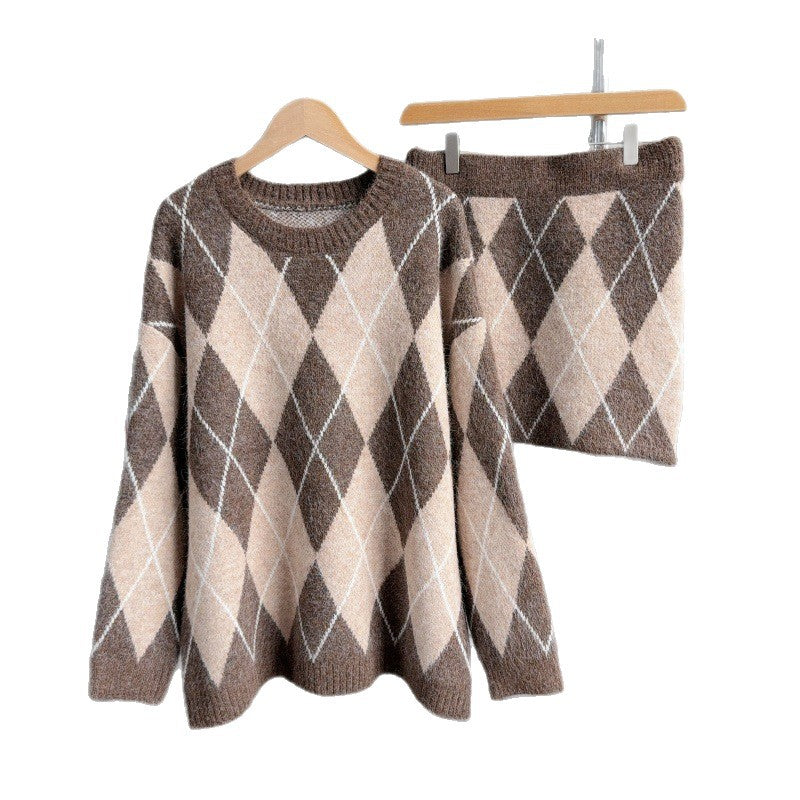 Women's Lattice Knitted Winter One Set Wear Suits