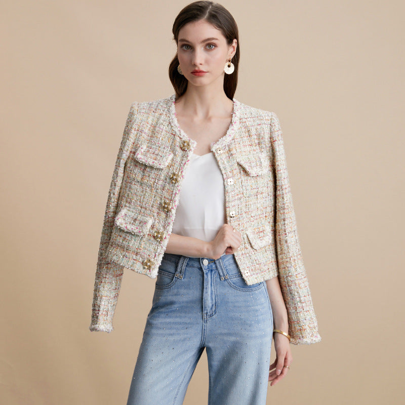 High-grade French Style Classic Diamond Woven Coats