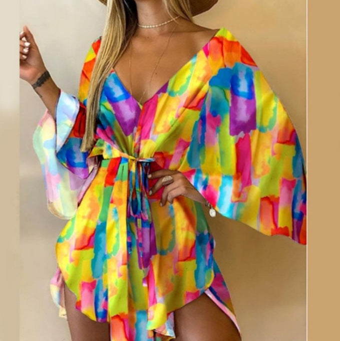 Autumn Sexy Irregular Batwing Sleeve Dress Dresses