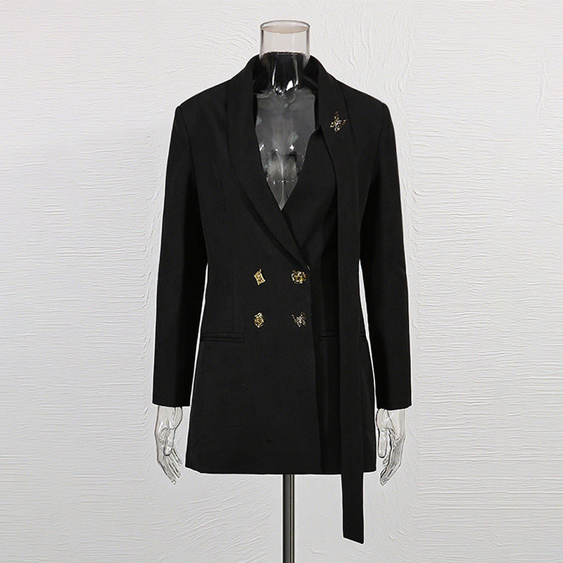 Women's Figure Flattering Fashion Design Metal Button Blazers