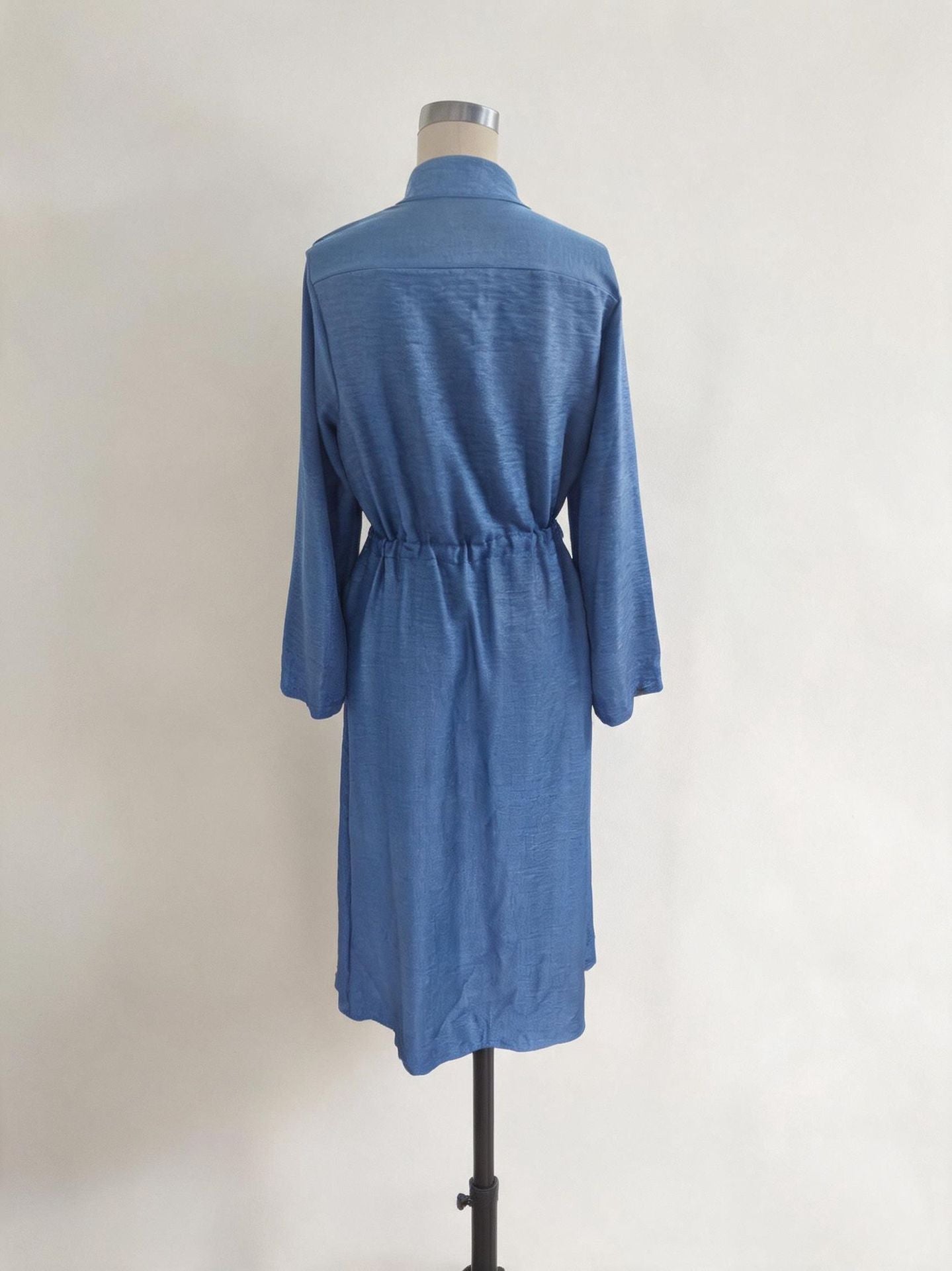 Casual Drawstring Fitted Waist Shirt Loose Dress