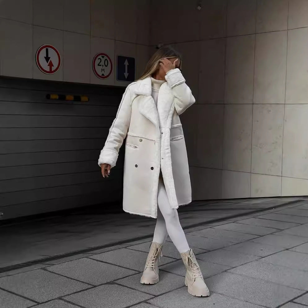 Winter Fur Suede Collar Long Sleeve Coats