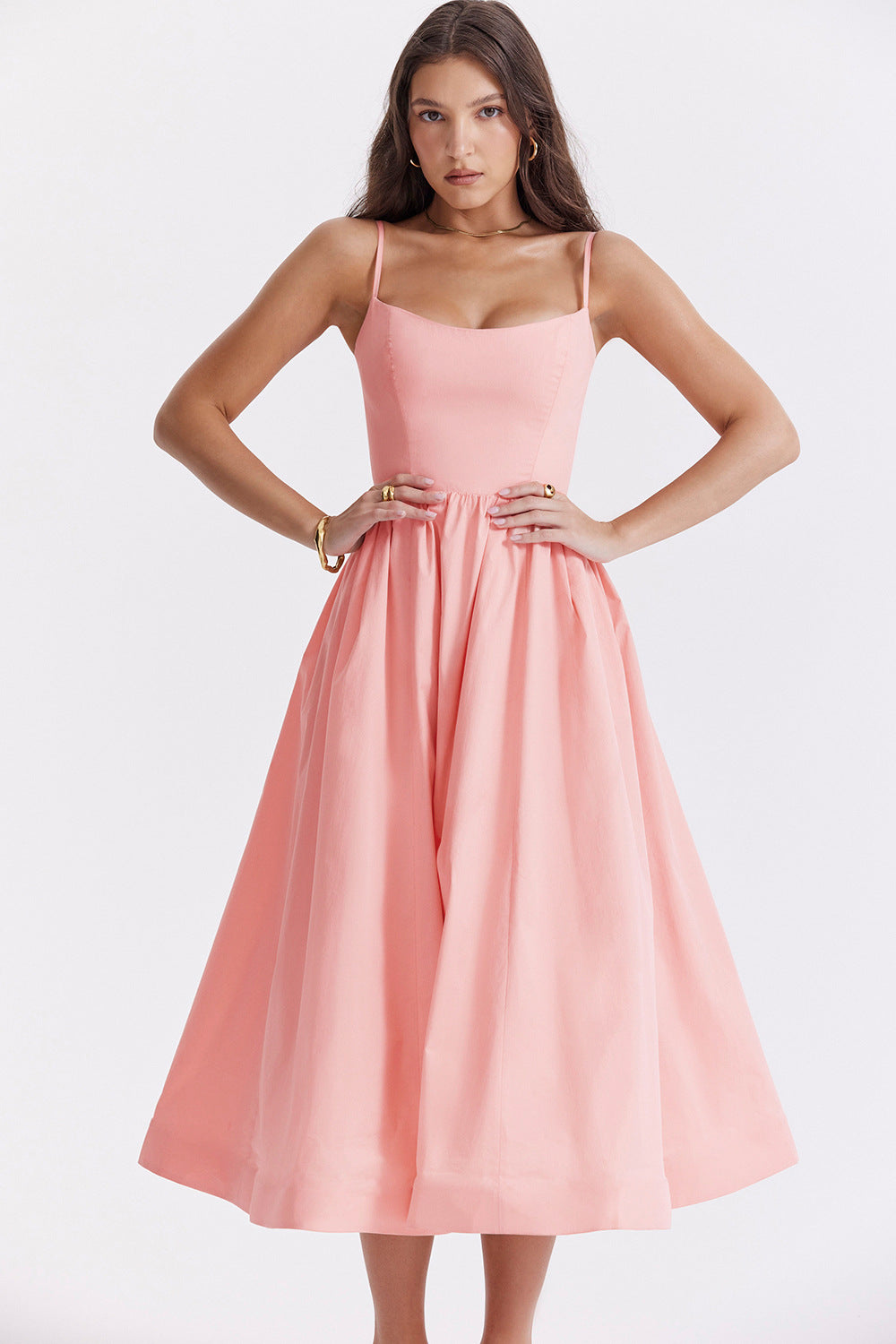 Women's Sexy Backless Spaghetti Straps Large Swing Dresses