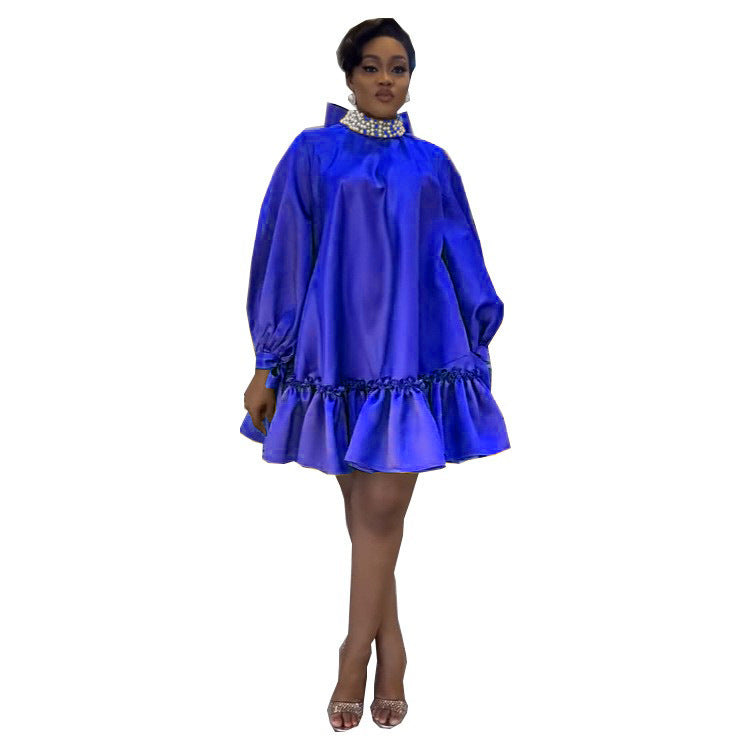 Women's Casual Pearl Butterfly Collage Solid Color Dresses