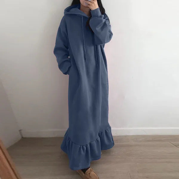 Fleece-lined Hooded Base Hoodie Straight Pocket Loose Plus Size