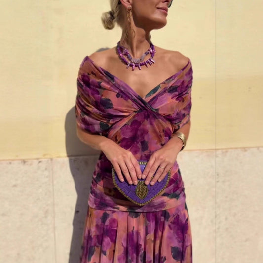 Women's Trendy Chiffon Printed Tube Dress Dresses