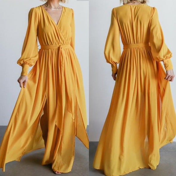 Women's Banquet Dress Swing High Waist Slit Dresses