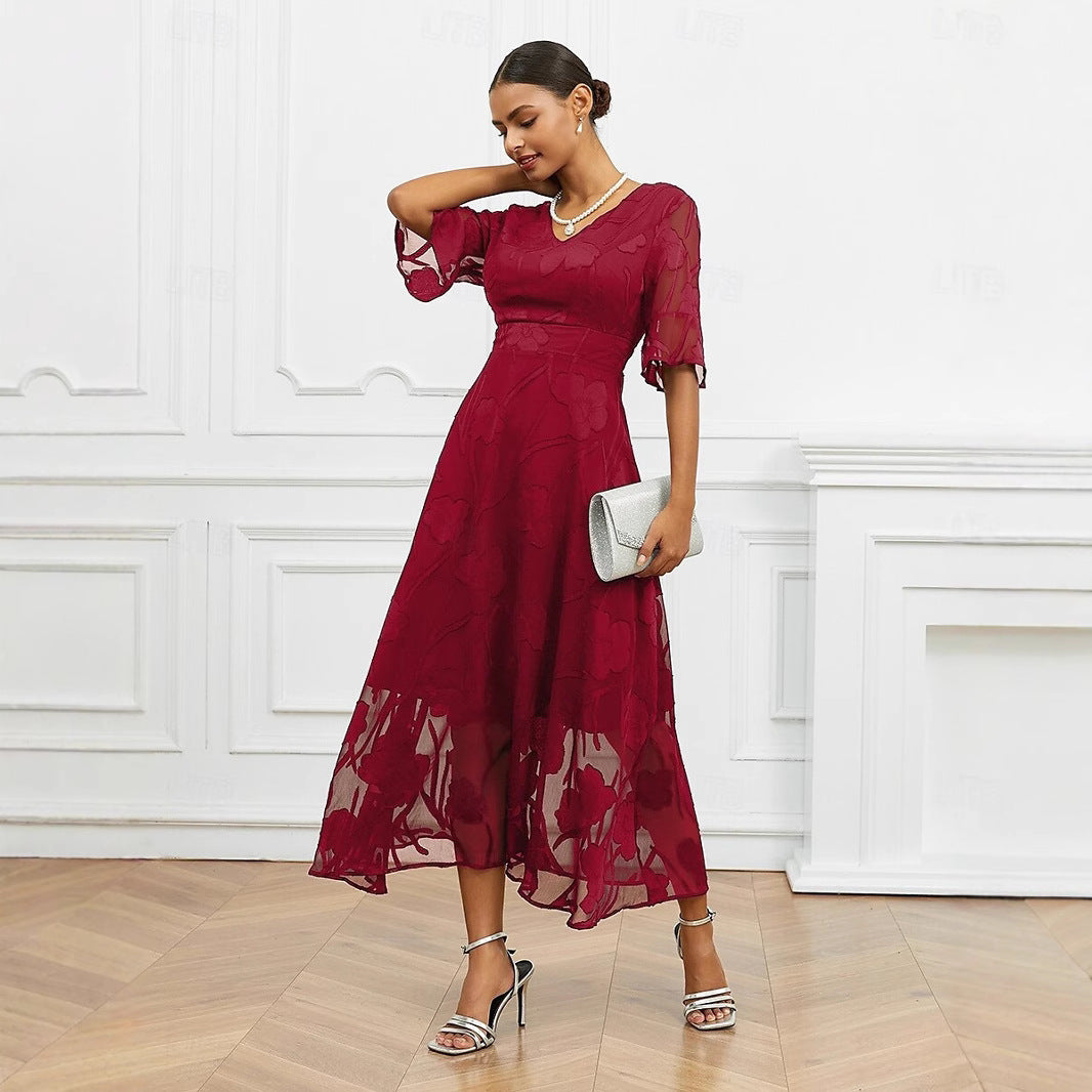 Large Swing Fashionable Elegant Collar Jacquard Dress