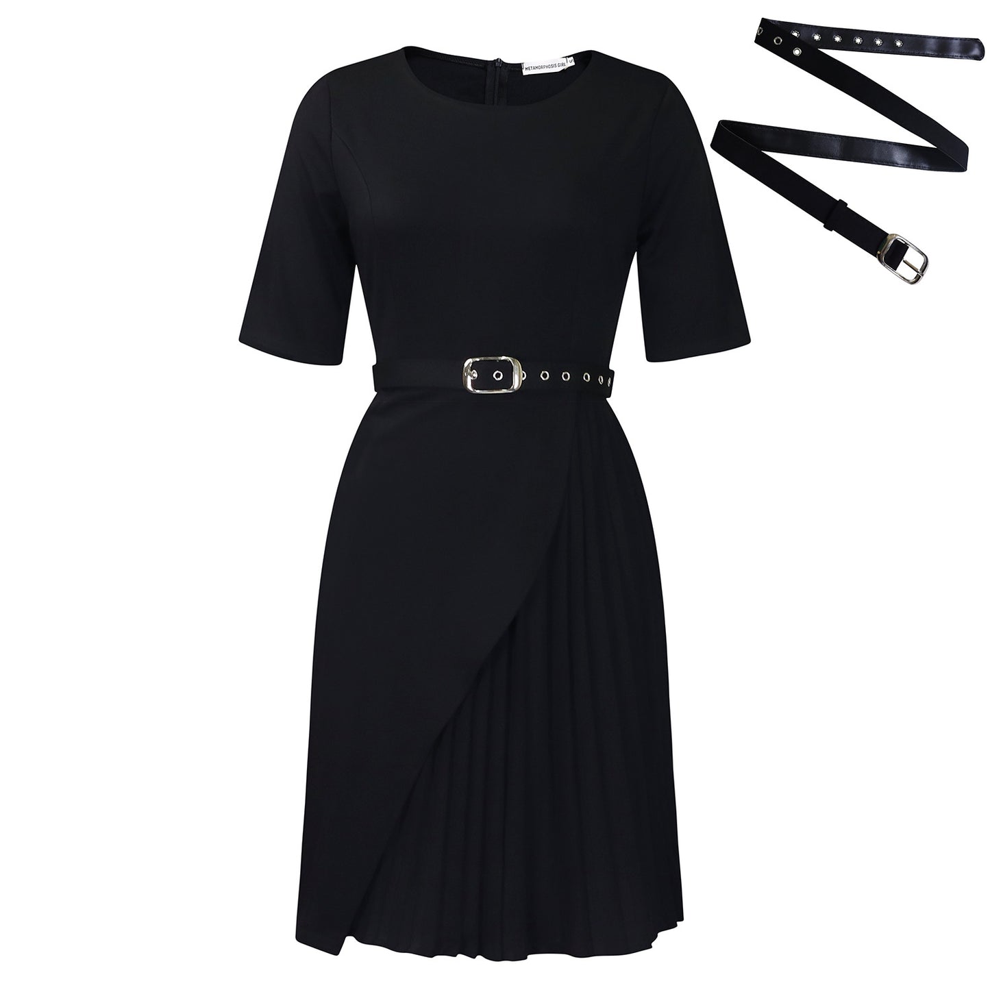 Women's Color Fashion Elegant Sleeve High Waist Dress