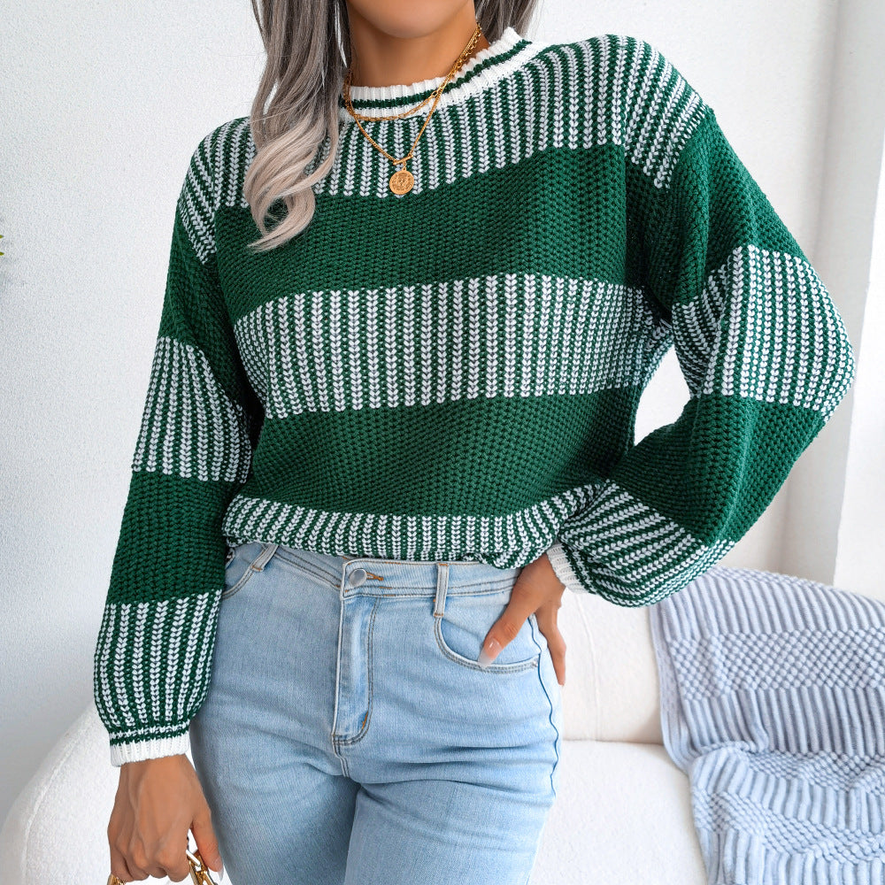Women's Clearance Casual Contrast Color Striped Long Clothing