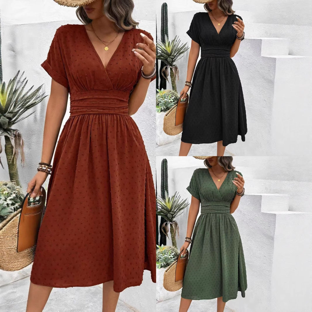 Women's Summer Fashion Medium Fur Ball Elegant Dress