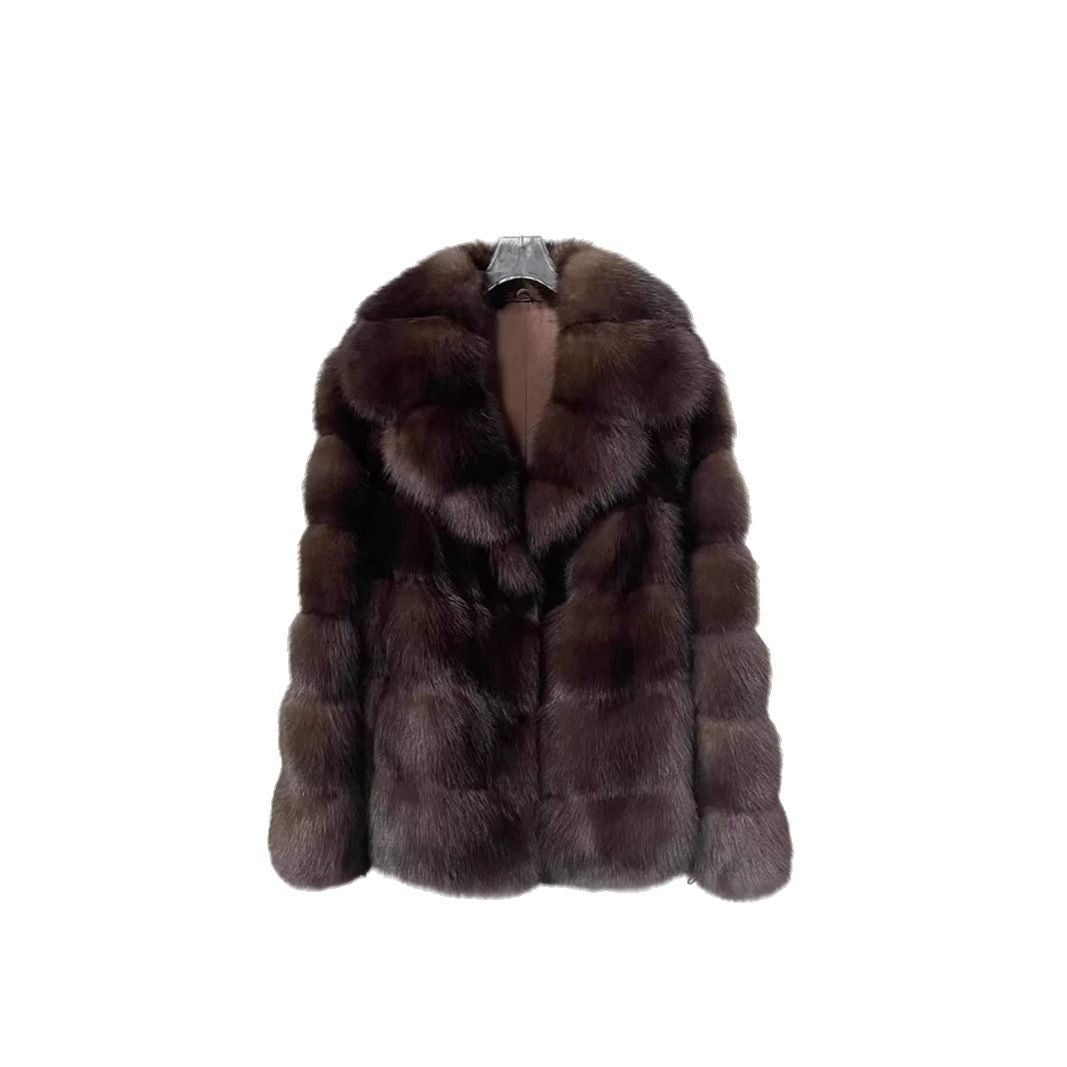 Women's Mink High-grade Fur Green Collar Coats