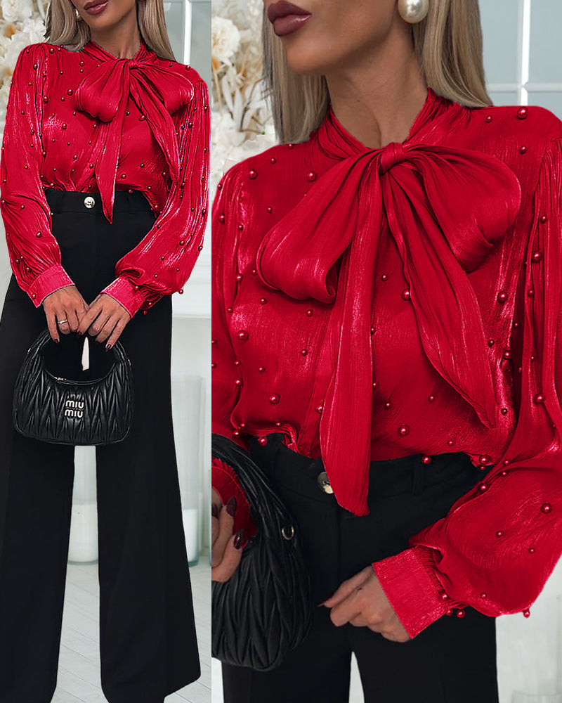 Popular Red Organza Bubble Collar Shirt Dresses
