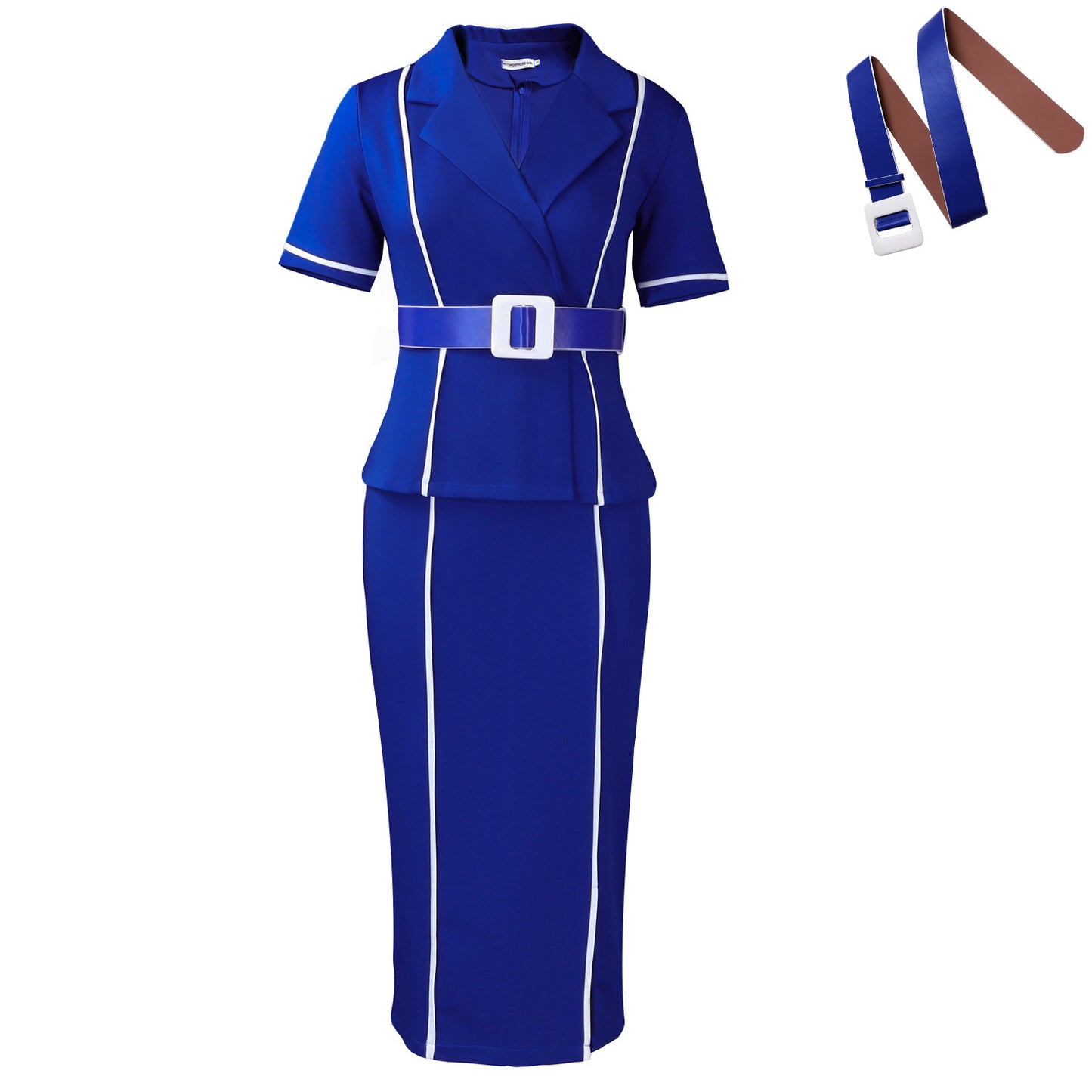 Women's Fashion Sleeve Collar High Waist Ruffles Dress
