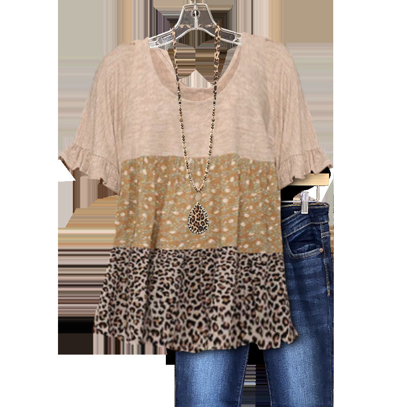 Women's Color Round Neck Design Sense Loose Blouses