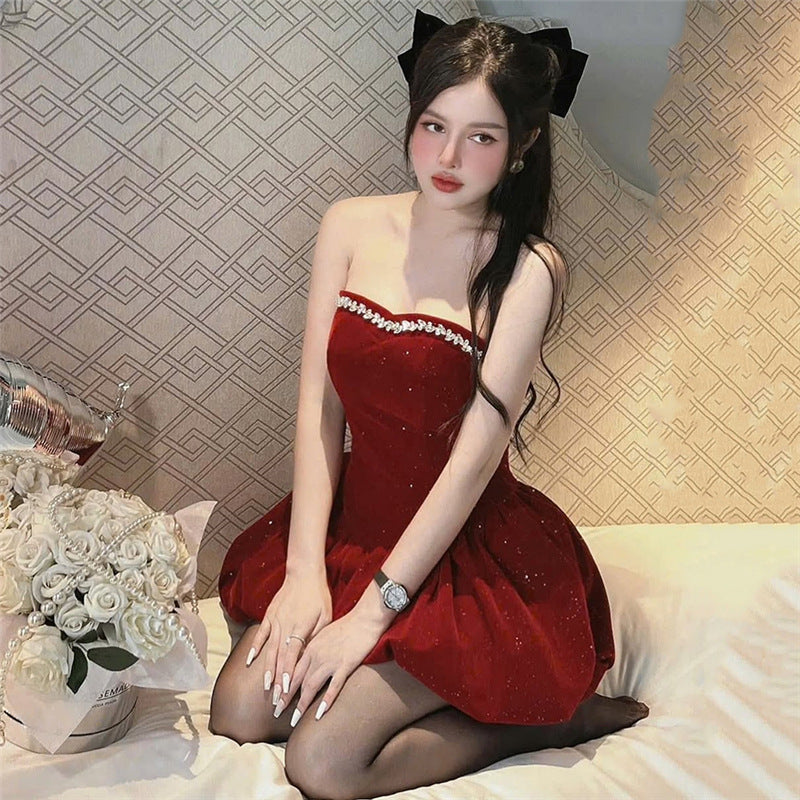 Women's Solid Color Street Fashion Tube Dress Dresses