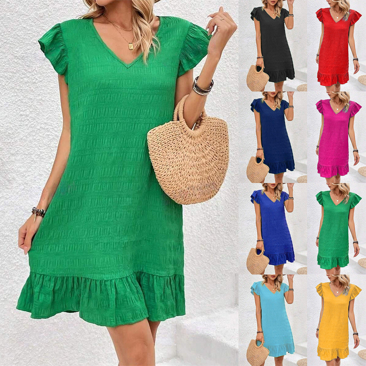 Cool Women's Cover Sleeve Pleated Elegant Dress