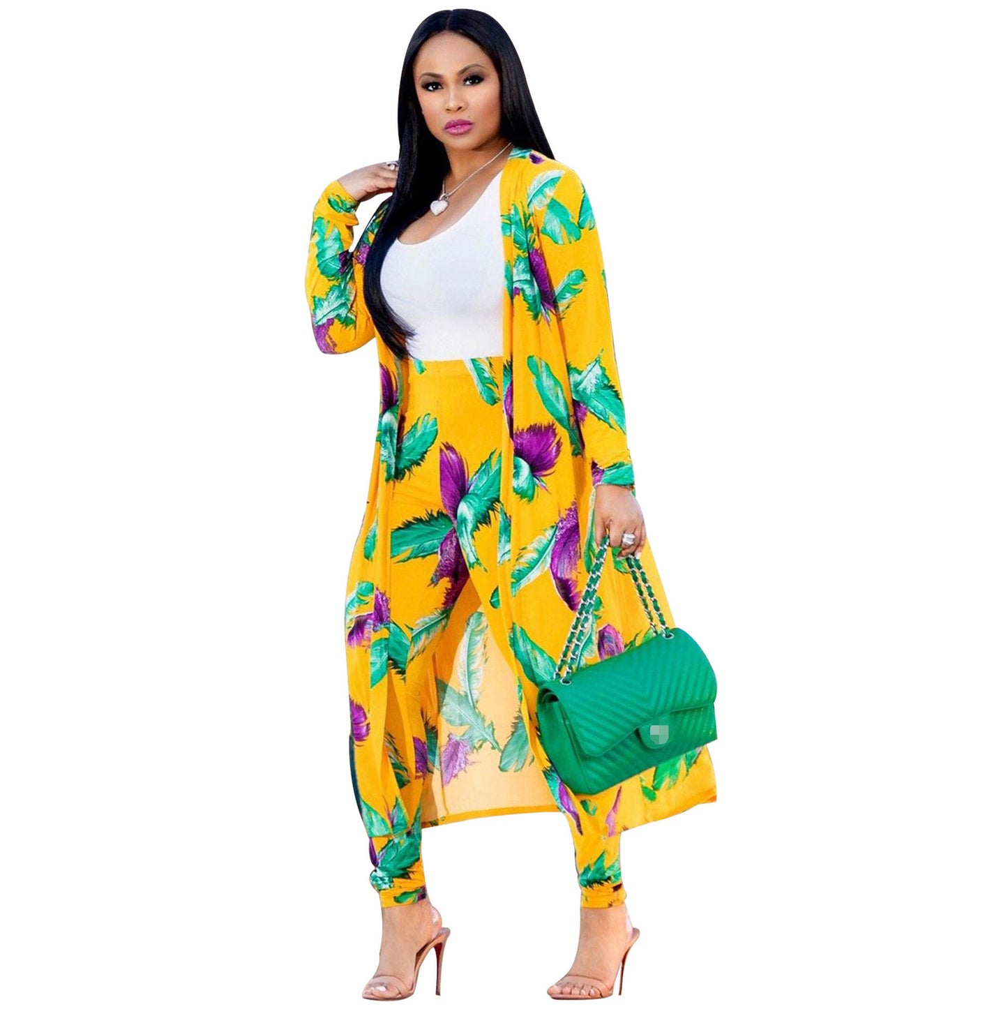 Sexy Print Long Sleeve Two-piece Set Suits