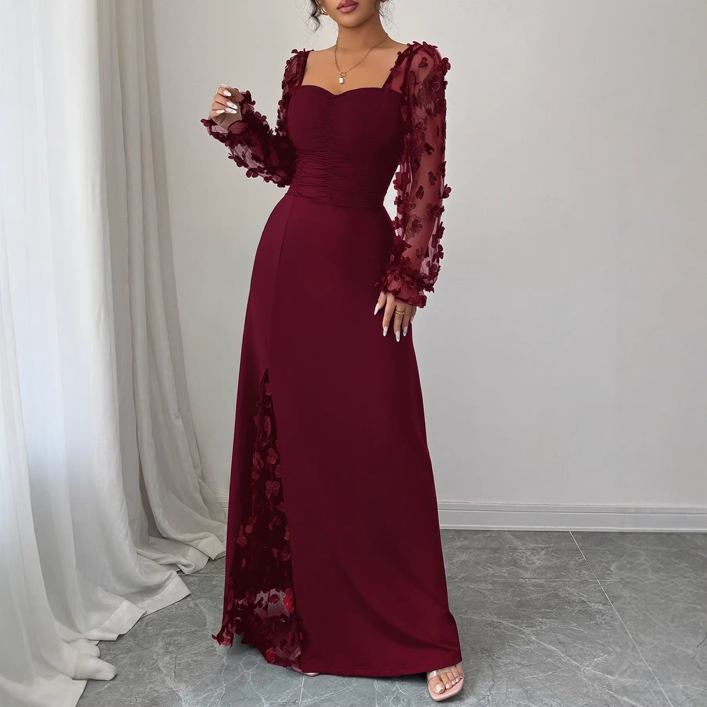 Women's French Vintage Style Long Sleeve Dress