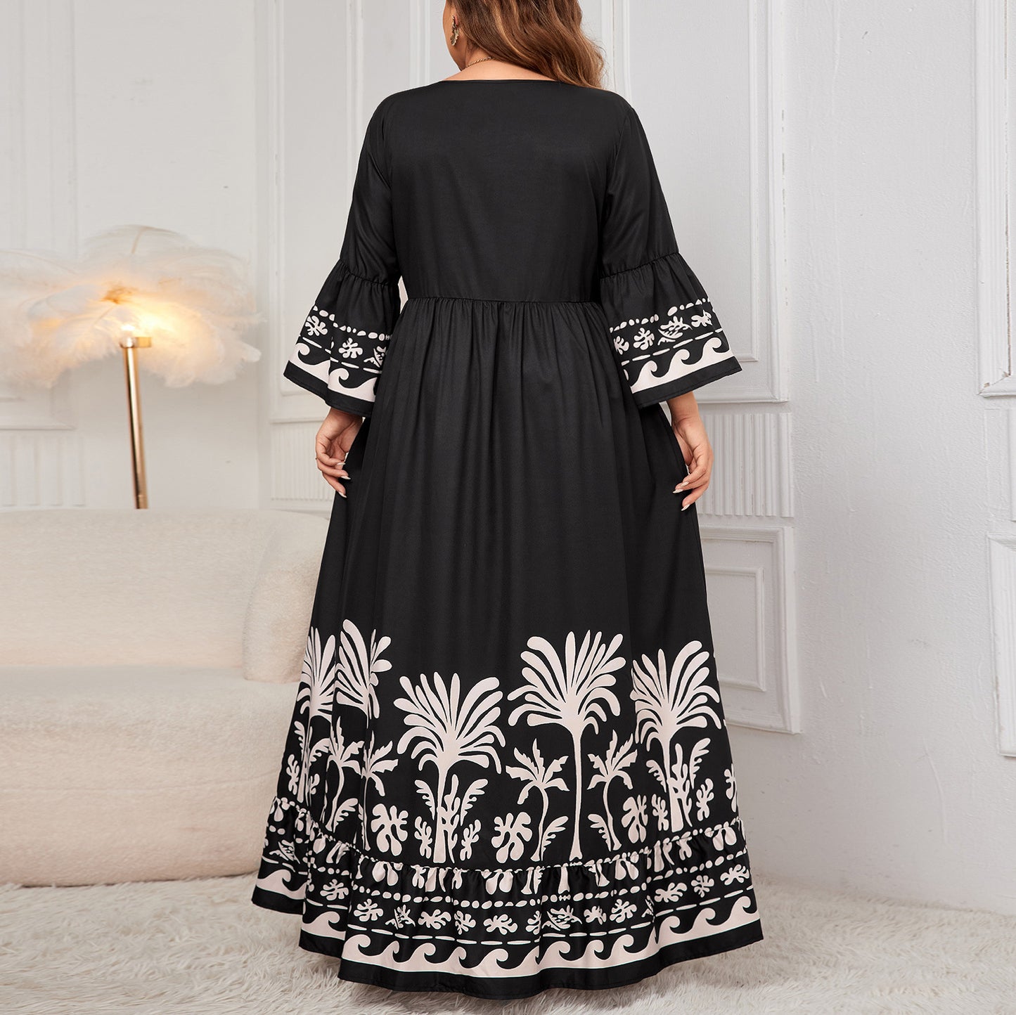Women's Bell Sleeve Loose Dress Elegant Style Dresses
