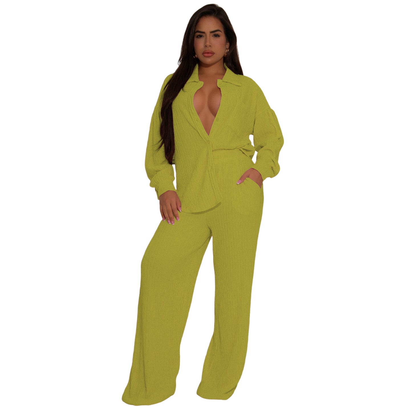 Women's Elastic Crumpled Swing Wide Leg Suits