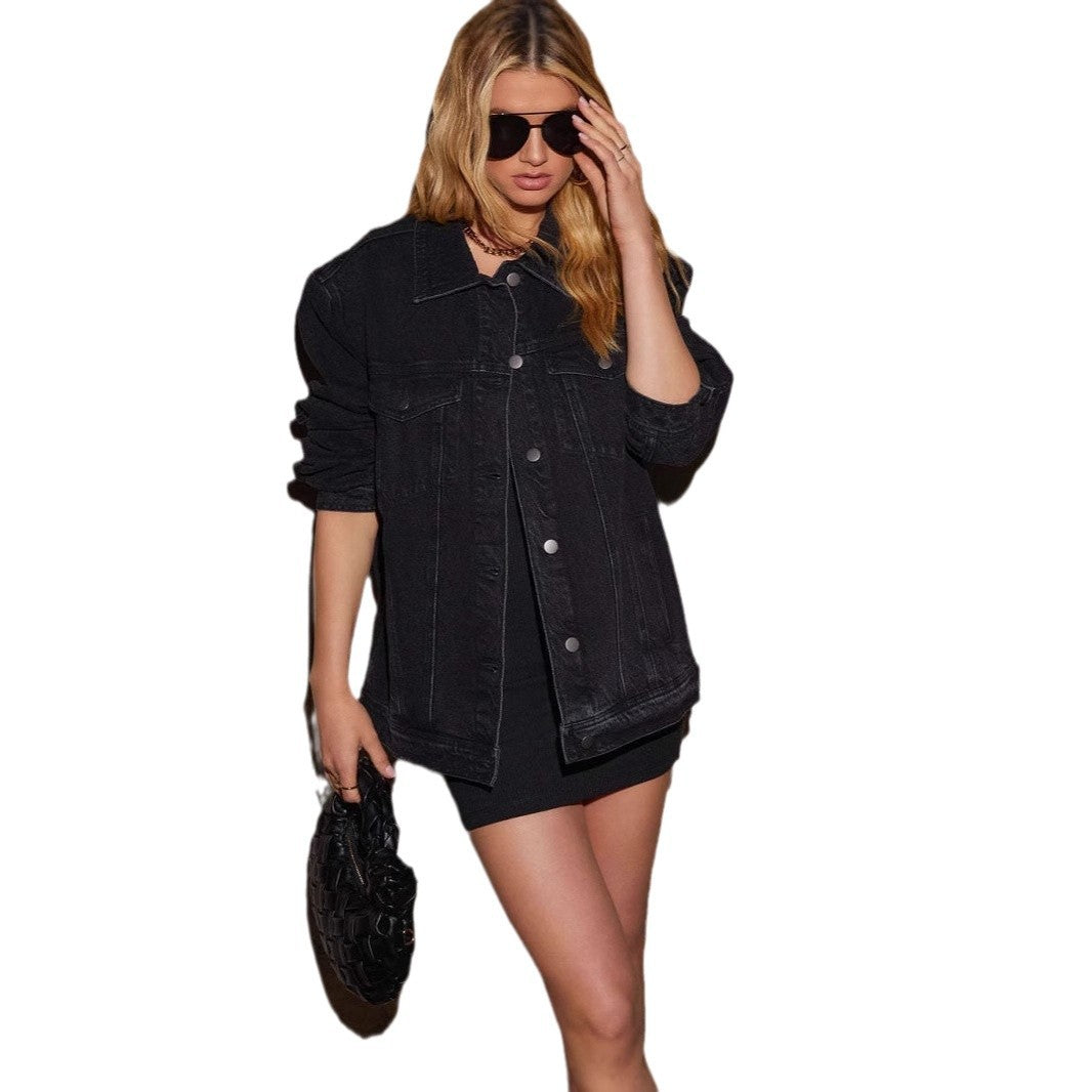 Women's Washed Denim Female Casual Loose Long Jackets