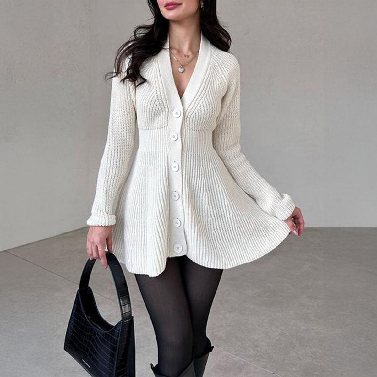 Women's Fashion Casual Long Sleeve Dress Woolen Dresses
