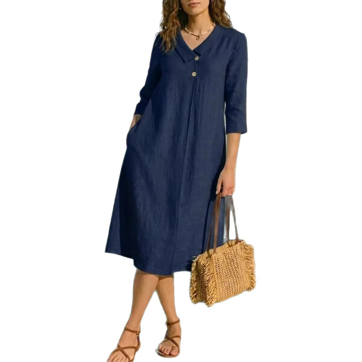 Women's Linen Irregular Small Collar Button For Suits